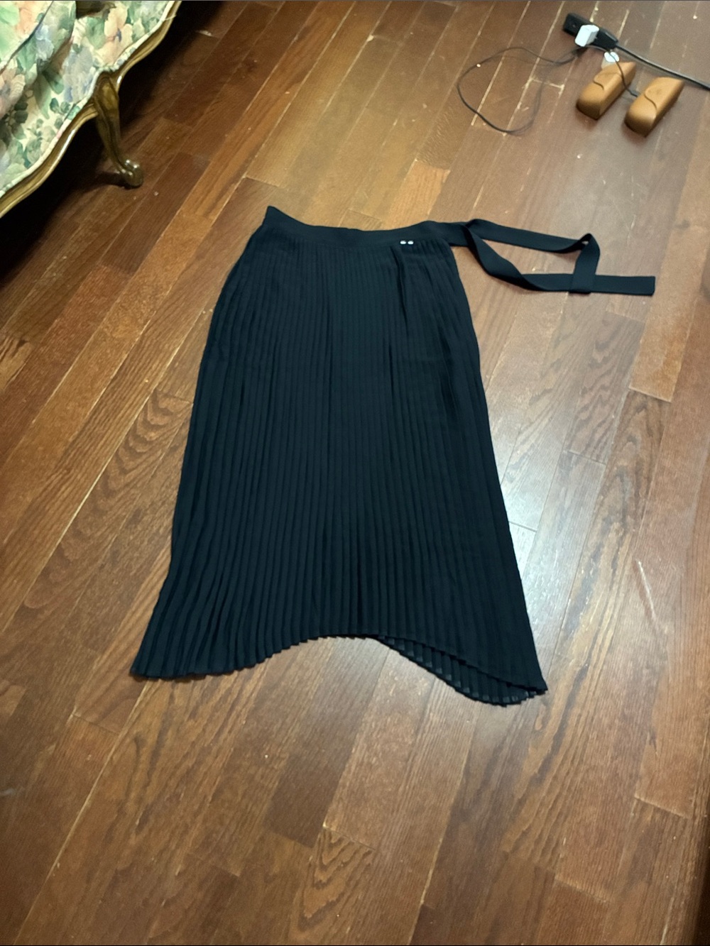 Aigle Black Pleated Midi Wrap Skirt
